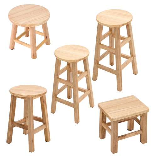 Wooden round bar stool with - bar,