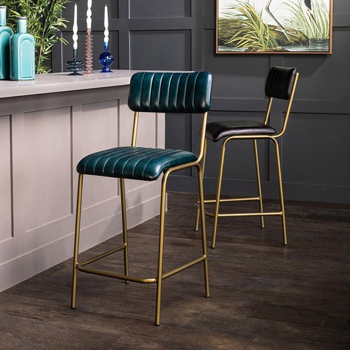 Leather bar stool blue 66cm - bar,