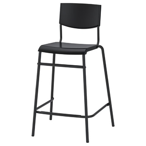 Black bar stool with - with, backrest