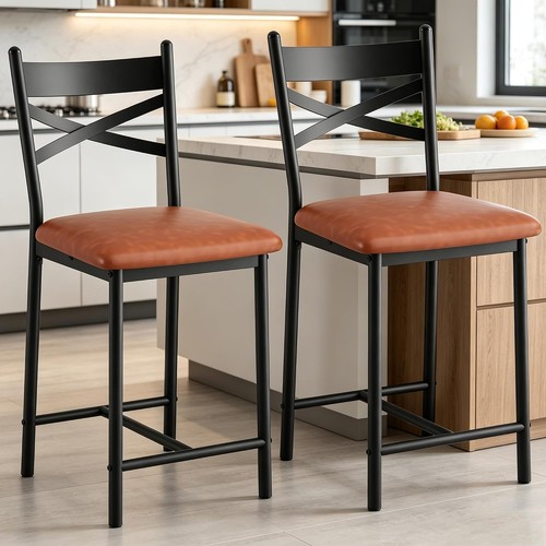 Leather bar stools set - bar,
