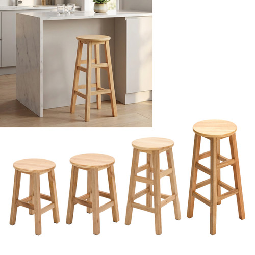 Round wooden bar stool - round,
